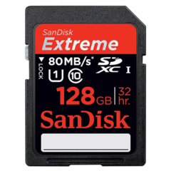 SanDisk 128GB SDXC Extreme Plus Class 10 UHS-1 80MB/s