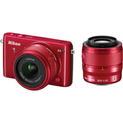 Nikon 1 S2 with 11-27.5mm and 30-110mm Kit (Red)