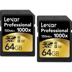Lexar 2-Pack of 64GB Professional 1000x UHS-II SDXC