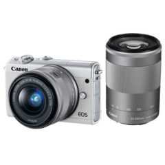 Canon EOS M100 with 15-45mm and 55-200mm (White)