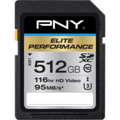 PNY Technologies 512GB Elite Performance UHS-1 SDXC (U3, Class 10)
