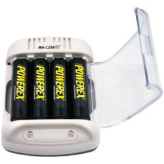 Powerex Smart Charger with Rechargeable AA NiMH Batteries (1.2V, 2600mAh, 8-Pack)