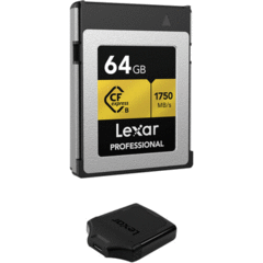 Lexar 64GB Professional CFexpress Type-B Memory Card with USB 3.1 Reader