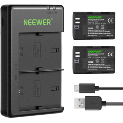 Neewer Two 2250mAh LP-E6NH Batteries & Dual USB Charger Kit