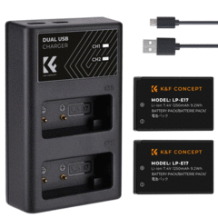 K&F Concept LP-E17 Battery 2 Dual Slot Battery Charger Kit