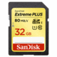 32GB SDHC Extreme Plus Class 10 UHS-1 80MB/s