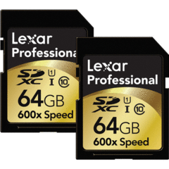 Lexar 64GB SDXC Memory Card Professional Class 10 600x UHS-I (2-Pack)