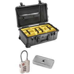 Pelican 1510SC Studio Case with Lid Organizer and Yellow Divider Set, TSA Lock, Desiccant Gel