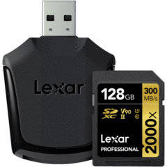 Lexar 128GB Professional 2000x UHS-II SDXC with SD Card Reader