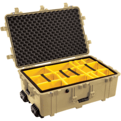 Pelican 1654 Waterproof 1650 Case with Yellow and Black Divider Set (Desert Tan)