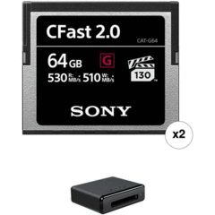 Sony 64GB CFast 2.0 G Series Memory Card (2-Pack) with USB 3.0 Card Reader
