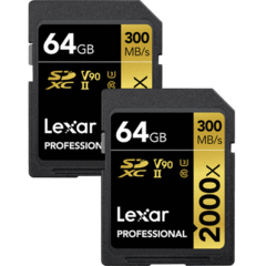 Lexar 64GB Professional 2000x UHS-II SDXC (2-Pack)