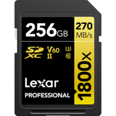 Lexar 256GB Professional 1800x UHS-II SDXC (GOLD Series)