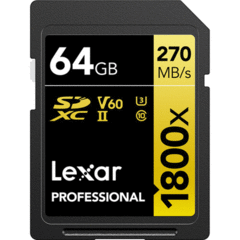 Lexar 64GB Professional 1800x UHS-II SDXC (2-Pack)