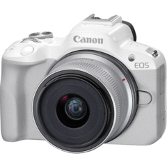Canon EOS R50 with 18-45mm Lens (White)