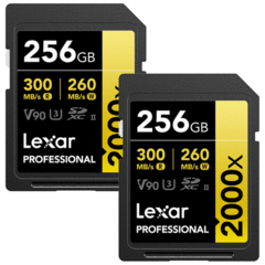 Lexar 256GB Professional 2000x UHS-II SDXC Memory Card (2-Pack)